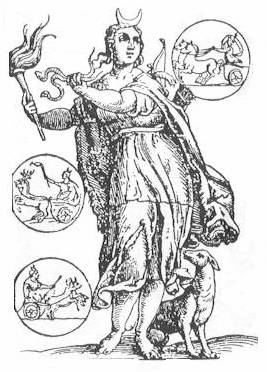 La diosa Luna. por Natalis Comitis, 1616
